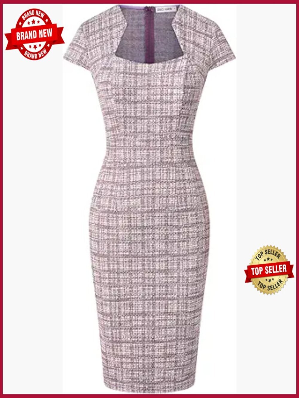 Women's Cap Sleeve Pencil Bodycon Dress for Work Cocktail Party